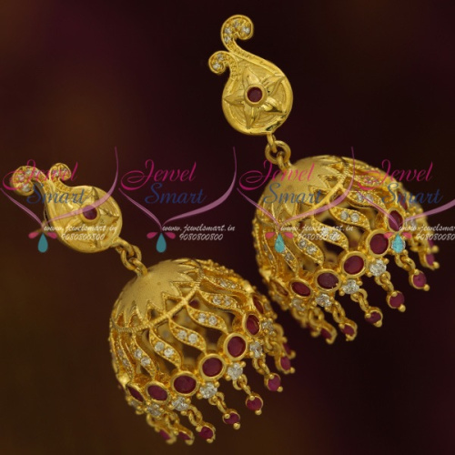 J11844 Mango Design Trendy Jhumka Gold Finish Light Matte Forming Jewellery Latest Collections Online