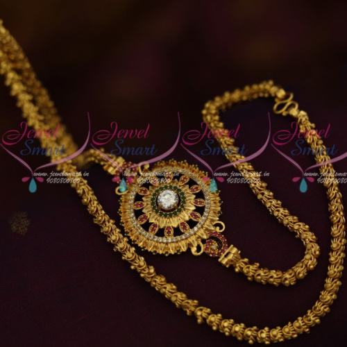 C11234  South Indian Fashion 24 Inches Fancy Chain AD Ruby White Mugappu Daily Use Jewellery Online