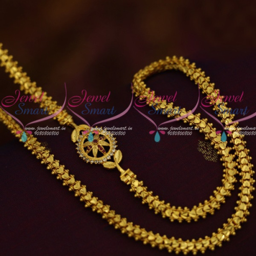 C11755 AD Ruby White Stones Small Mugappu 24 Inches Fancy Chain Collections Online