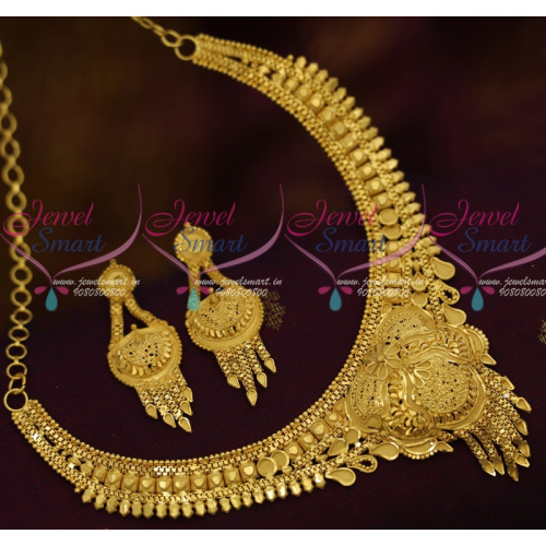 NL11851 South Indian Traditional Jewellery Intricate Work Light Matte Forming Short Necklace Shop Online