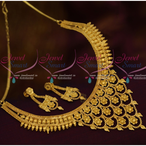 NL11856 Broad Floral Design Pendant Forming Light Matte Gold 100 MG Plated Fashion Jewellery Shop Online