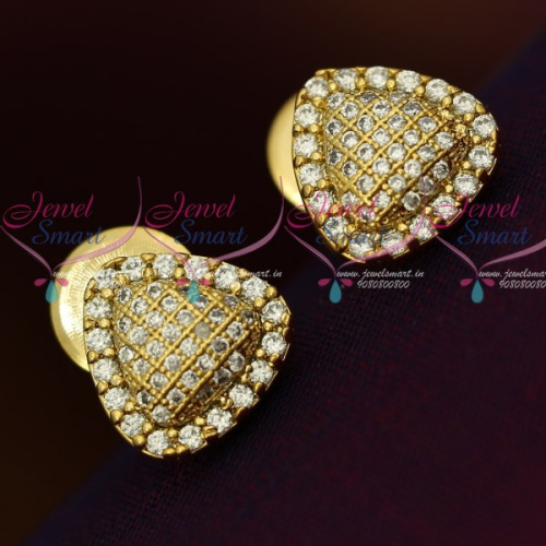 ER12080 AD White Triangle Shape Small Size Ear Studs Sparkling Stone Collections Online