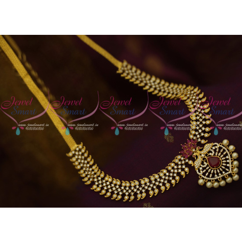 H11933 AD Ruby White Stones Fancy Chain Oddiyanam Latest Fashion Jewellery Collections Shop Online
