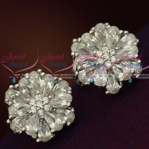 ER12098 Silver 92.5 Jewellery CZ High Quality Spakling stones Round Ear Studs Shop Online