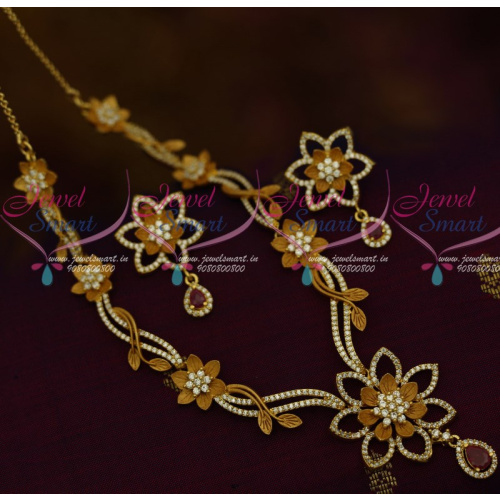 NL12042 Light Matte AD Floral Design Premium Fashion Jewellery Diamond Finish Collections Shop Online