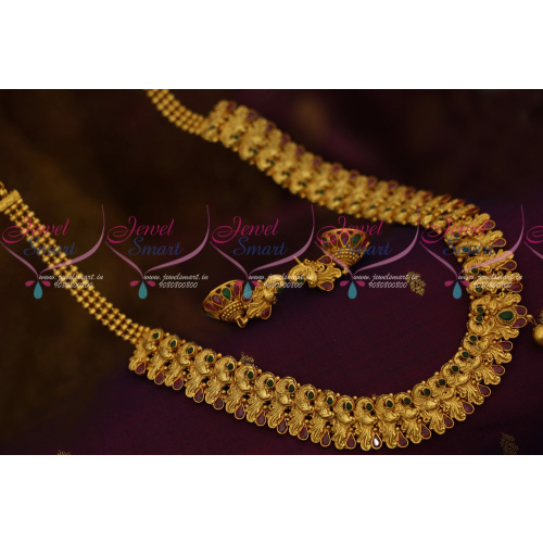 NL12124 Broad Peacock Design Antique Jewellery Haram Antique Dull Gold Traditional Design Collections Online