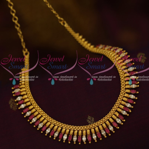 NL11894 Ruby White Marquise AD Stones South Indian Kerala Design Fashion Jewellery Online