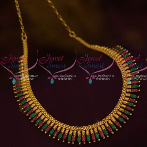 NL11897 Ruby Emerald Marquise AD Stones South Indian Kerala Design Fashion Jewellery Online