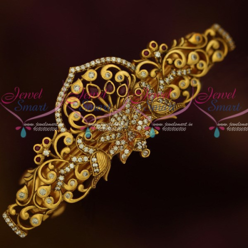 H12026 Antique Matte Gold Plated Peacock AD Hair Clip Imitation Accessory Jewellery Designs Online