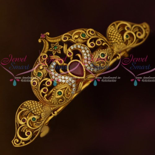 H12034 Antique Matte Double SidePeacock Multi Colour AD Imitation Accessory Jewellery Designs Online