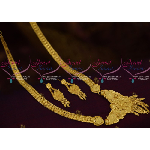 NL12003 Light Gold Matte 100 Mg Forming Plated Haram Traditional Imitation Delicate Jewellery Designs Online