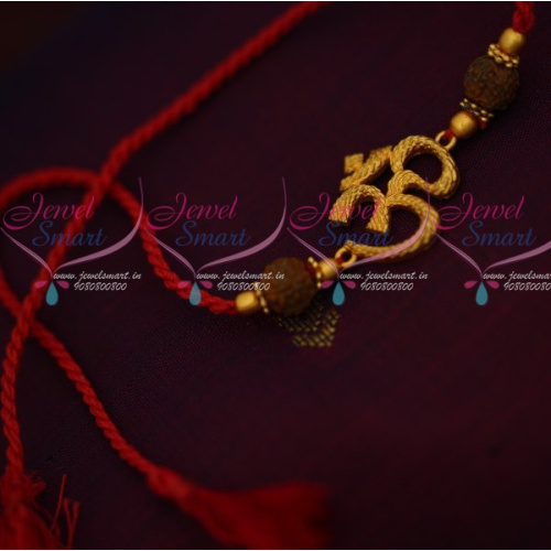 R12062 Om Design Temple Rakhi Red Colour Rope Shop Online
