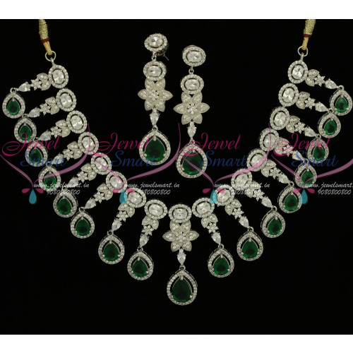 NL12277 Exclusive Diamond Finish Jewellery Rhodium Emerald AD High Quality Imitation Collections Online