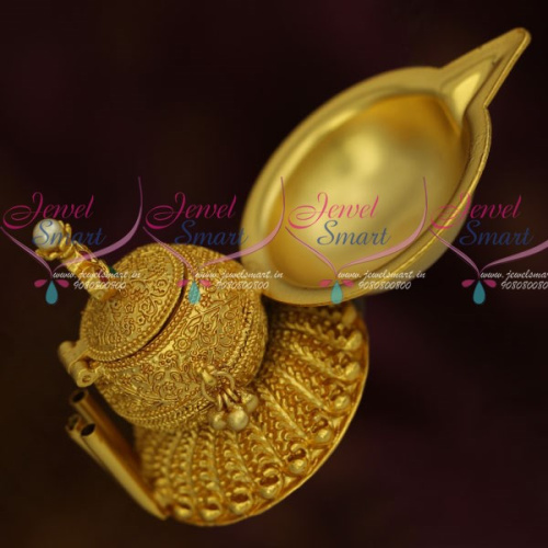 S12242 3 In One Sindoor Box Agarbathi Stand Oil Lamp Auspicious Gold Look Jewellery Item Latest Online