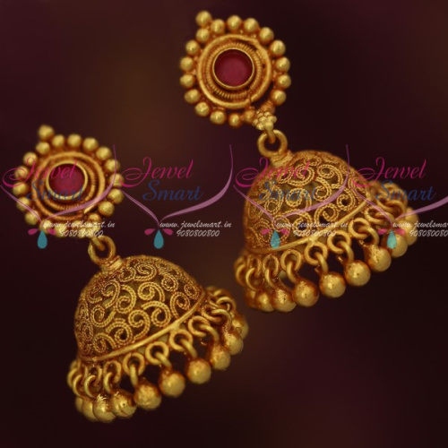 J9841 Kemp Small Size Light Weight Screw Back Jhumka Earrings South Indian Designs Online