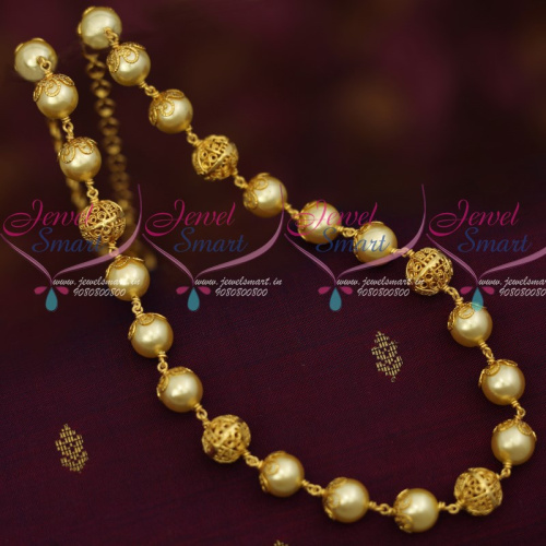 NL12171 Pearl Copper Gold Plated Beads Beaded Fancy Mala Casual Wear Jewellery Designs Online