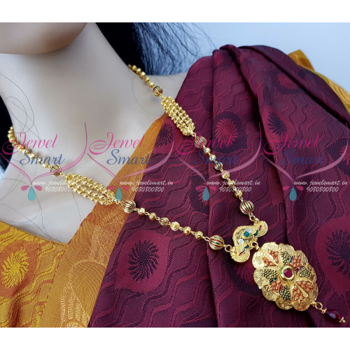 NL12261 Forming 100 MG Gold Plated Beads Mala Enamel Finish Imitation Haram Latest Jewellery Online