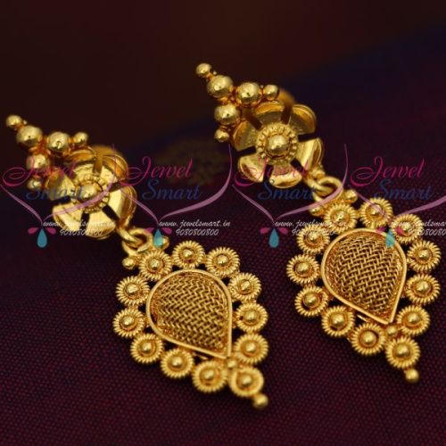 GPE0186 Gold Plated Screw Tops Earrings Indian Traditional Gold Work Imitation Jewelry