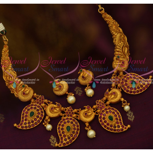 NL12308 Nakshi Mango Design Matte Finish Gold Plated Traditional Jewellery Shop Online