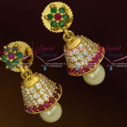 J12226 Mini Size Bell AD Jhumka Multi Colour Stones Fashion Jewellery Shop Online