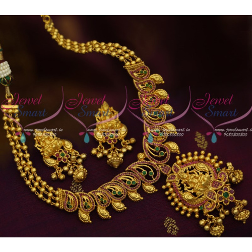 NL12209 Temple Jewellery Ruby Emerald One Gram Gold Imitation Collections Traditional Designs Online