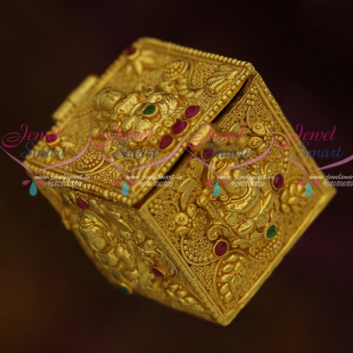 S12240 Square Nagas Gold Temple Kunguma Chimil Sindoor Kum Kum Box Gold Plated Intricate Design Auspicious 