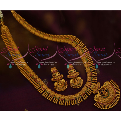NL12302 Kerala Style South Indian Temple Jewellery Matte Reddish Gold Imitation Designs Shop Online
