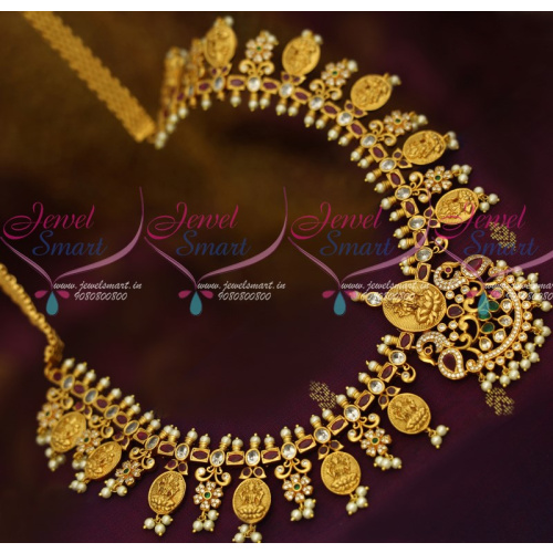 H12220 Temple Jewellery 36-41 Inches Chain Nagas Vaddanam Matte Copper Tone Gold Latest Traditional Ornaments Online