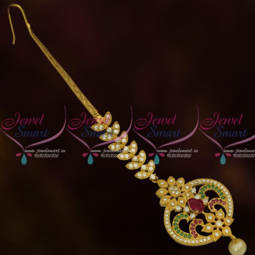 T6757 Maang Tikka Ruby Emerald CZ Latest Traditional Weddding Jewellery Online