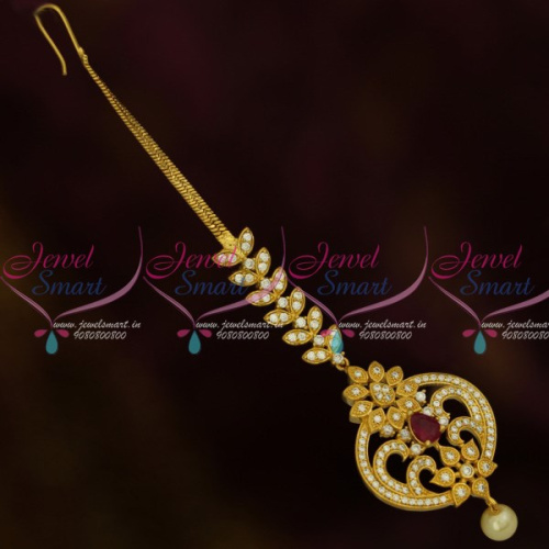 T6762 Maang Tikka Ruby Nethichutti Traditional Weddding Jewellery Online