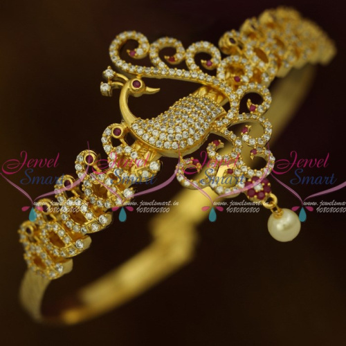 AR12364 AD Bangle Type Vanki Ruby White Stones Latest Bridal Jewellery Collections Online