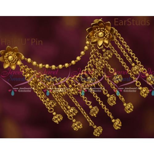 EC12468 Bahubaali Movie Devasena Earrings Maatil Jhumka Hair Jada