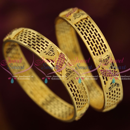 B12437 Forming 100MG Broad Light Weight Ruby Bangles Brass Metal One Gram Jewellery Collections Shop Online