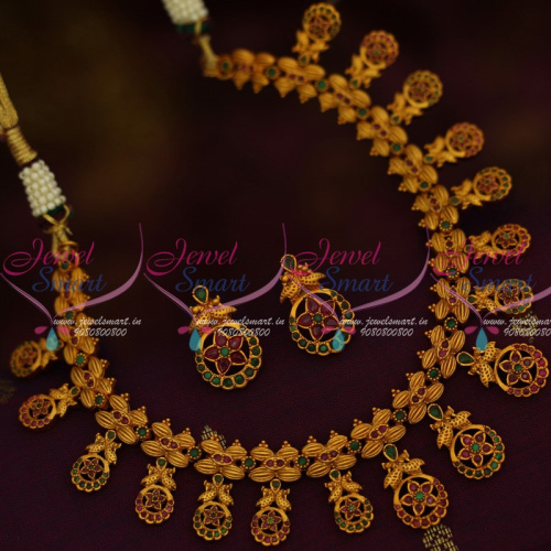 NL12406 Ruby Emerald Stylish Fashion Jewellery Matte Gold Imitation Ornaments Online