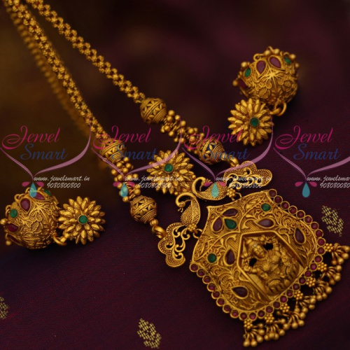 PS12323 Temple Jewellery Chain Pendant Jhumka Latest Traditional Designs Shop Online