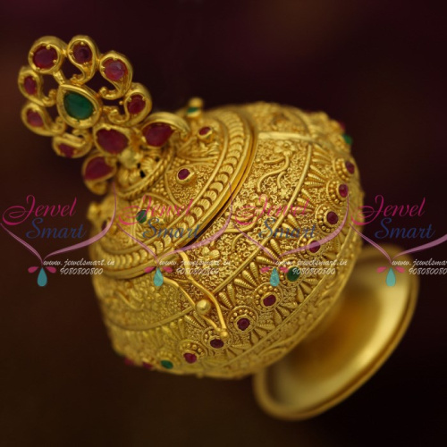 S12418 Gold Plated Intricate Kunguma Chimil Sindoor Kum Kum Box Design Auspicious South Indian Traditional 