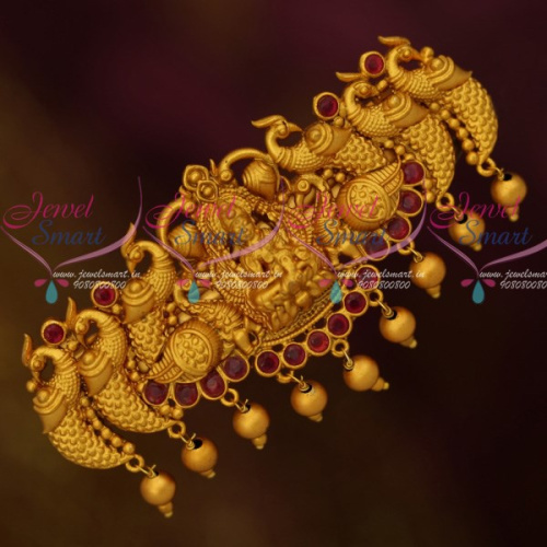 H12338 Antique Peacock Matte Gold Finish Temple Hair Clip Matching Imitation Accessory Jewellery Designs Online