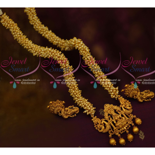 NL12344 Matte Gold Finish South Indian Design Nagas Pearl Danglers Beaded Jewellery Lakshmi God Pendant Buy Online 