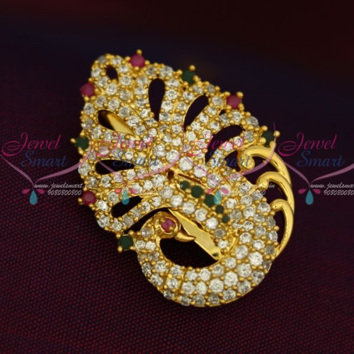 SP12503 Imitation AD Stones Peacock Fashion Jewellery Saree Pins Collection Online