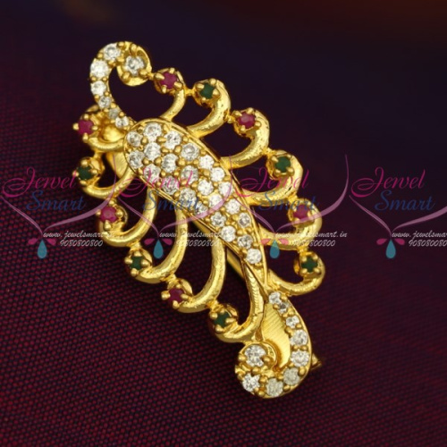 SP12504 New Imitation AD Stones Peacock Fashion Jewellery Saree Pins Collection Online
