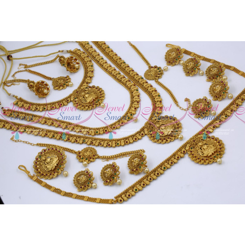 BR12604 Long Medium Short 3 Necklace Combo Bridal Jewellery Latest Design Matte Copper Tone Reddish Collections