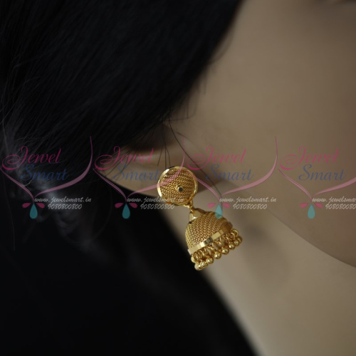 J12446 Daily Wear South Indian Jimikky Earrings Fancy Gold Covering Designs Shop Online