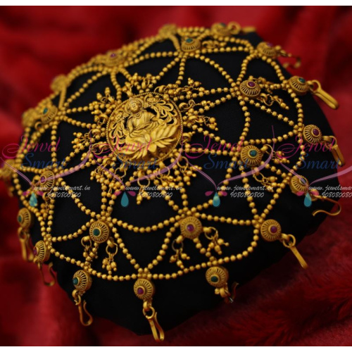 H12624  Bridal Temple Hair Jewellery Designs Latest Beads Model Matte Finish Shop Online
