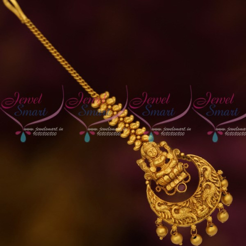 T12522 Temple Jewellery Matching Matte Gold Finish Maang Tikka Nethichutti Shop Online Latest Designs
