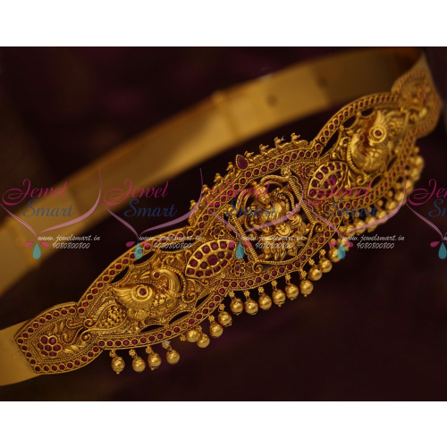 H12541R South Indian Traditional Ruby Oddiyanam Latest Laxmi Nagas Jewellery Matte Dull Reddish Gold Shop Online