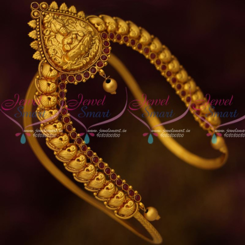 AR12556R South Indian Traditional Temple Peacock Aravanki Latest Matte Finish Bridal Jewellery Red Stones Shop Online
