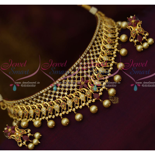 NL12767M AD Multi Colour Low Price Flexible Design Choker Earrings New Fashion Jewellery Shop Online