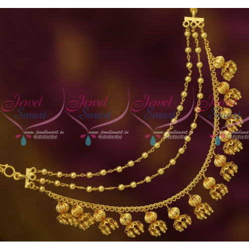 EC12717 Bahubaali Movie Devasena Style Earchains Maatil Golden Drops Fashion Jewellery Shop Online