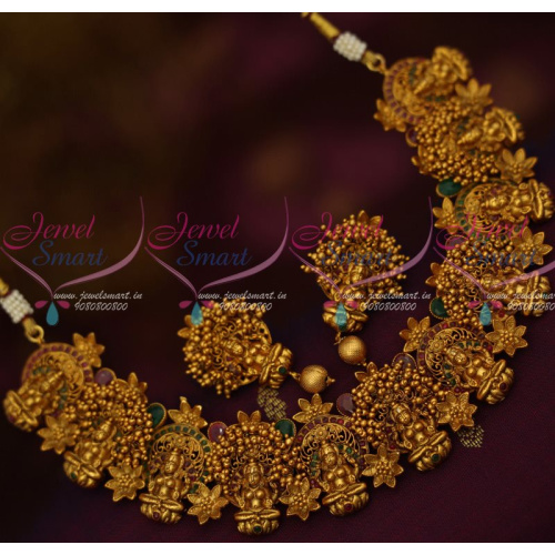 NL12713 Broad Temple Jewellery Antique Matte Gold Latest Traditional Beads Danglers Design Shop Online