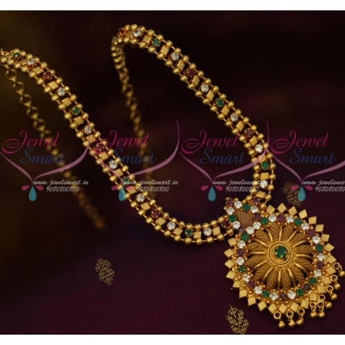NL12754M Beads Design Multi Colour AD Stones Daily Wear Short Necklace South Indian Jewellery Shop Online